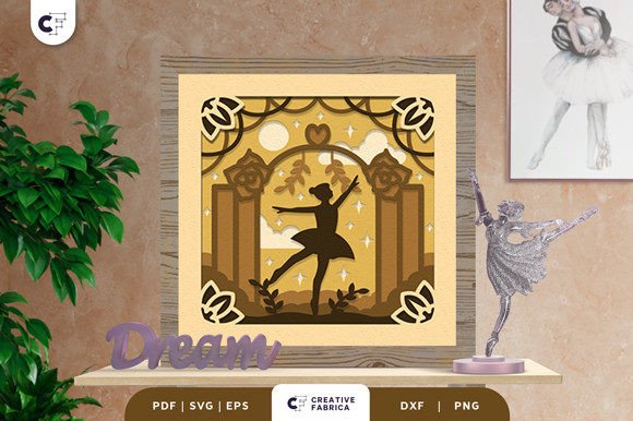 Ballerina Dance 3D Light Box Paper Cut