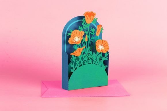 California Poppy Flower Box Card