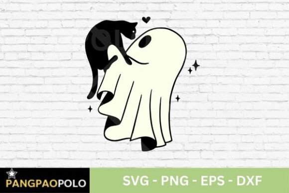 Cute Ghost Black Cat SVG