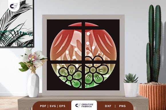 Floral Window 3D Shadow Box Paper Cut