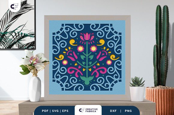 Folk Art Flower 3D Shadow Box