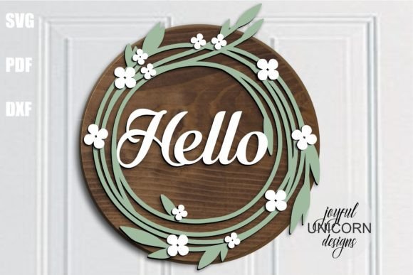 Hello Spring Sign Floral Door Hanger