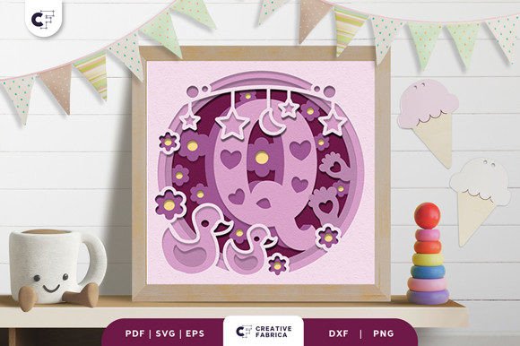 Letters Q Baby Girl Alphabet 3D Papercut
