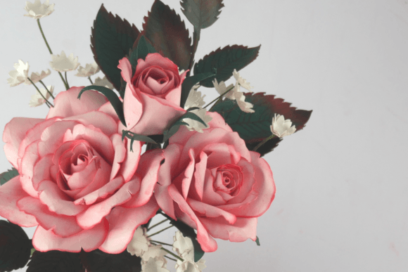 Paper Flower Rose, Rose Bud Leaves Stem