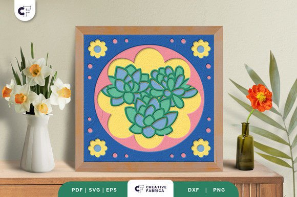 Succulent 3D Layered Paper Cut SVG