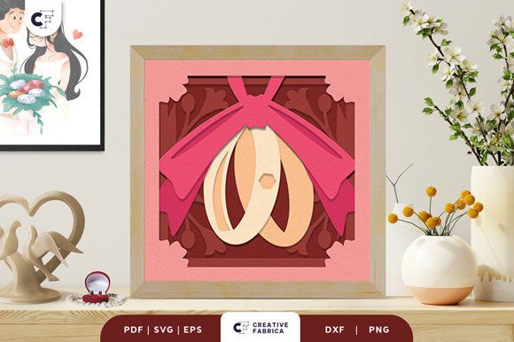 Wedding Rings 3D Layered Paper Cut